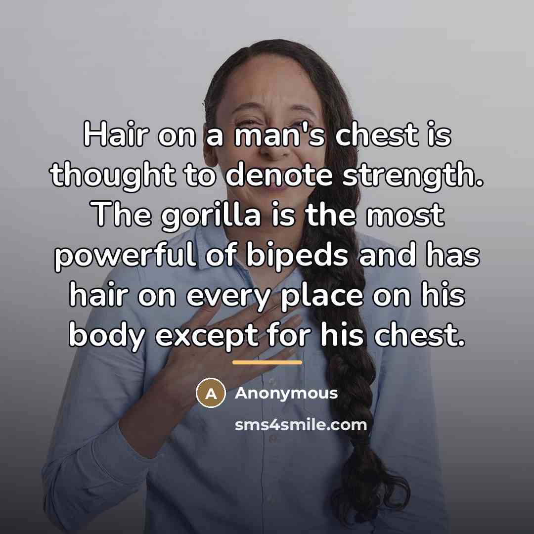 “Hair on a man's chest is thought to denote strength.…” quote by Anonymous