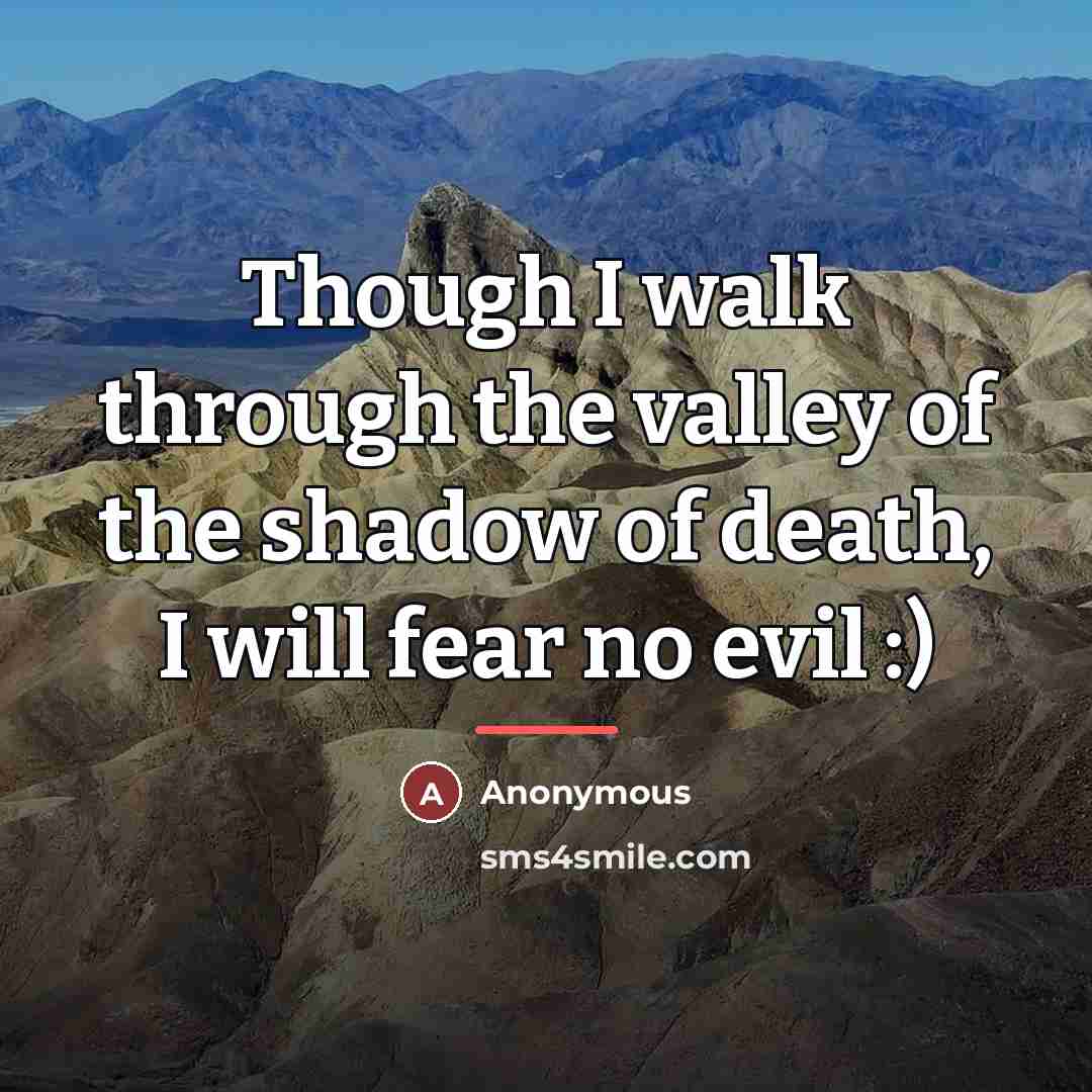 “Though I walk through the valley of the shadow of…” quote by Anonymous