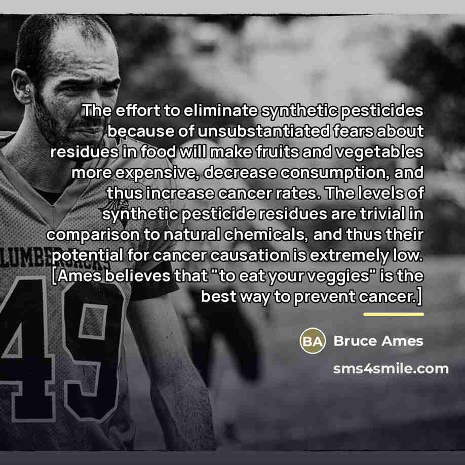 “The effort to eliminate synthetic pesticides because of unsubstantiated fears…” quote by Bruce Ames