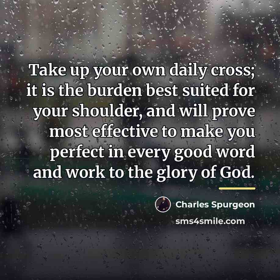 “Take up your own daily cross; it is the burden…” quote by Charles Spurgeon