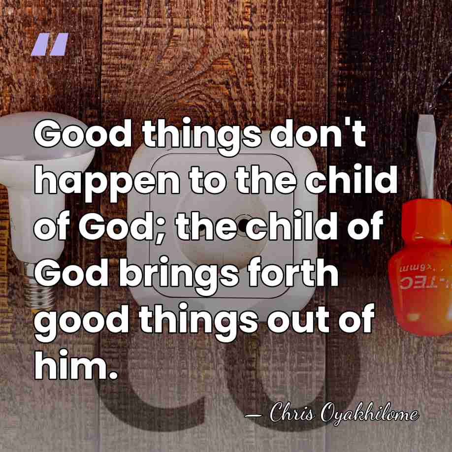 Good things don't happen to the child of God; the child of&hellip; - Chris Oyakhilome