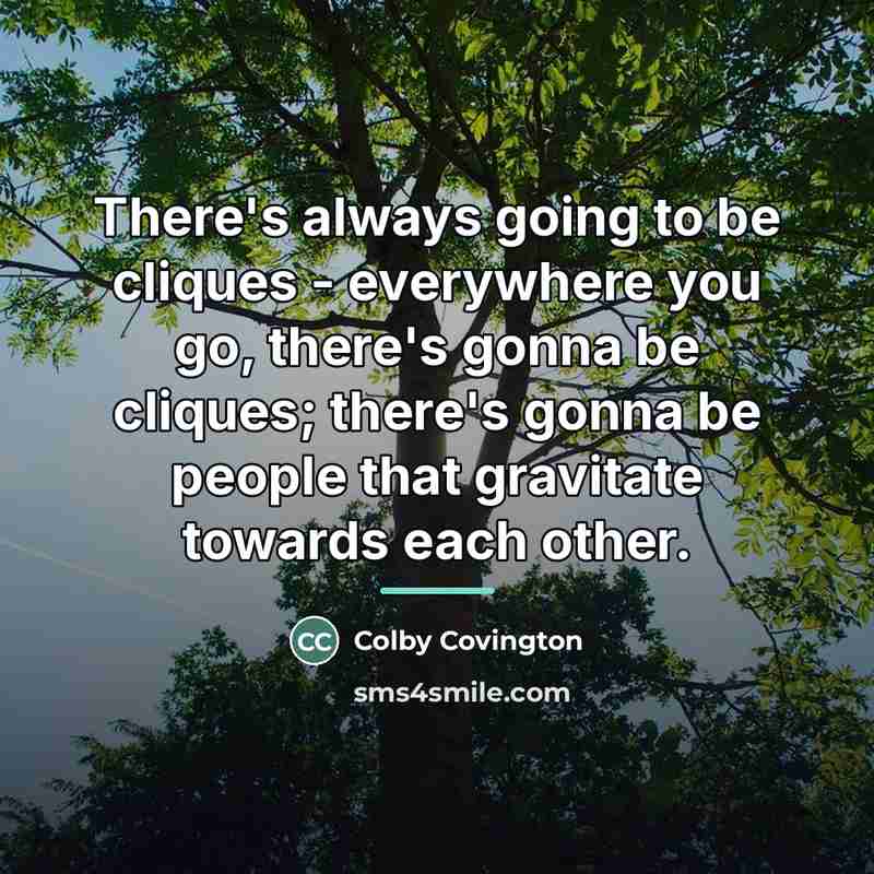 “There's always going to be cliques - everywhere you go,…” quote by Colby Covington