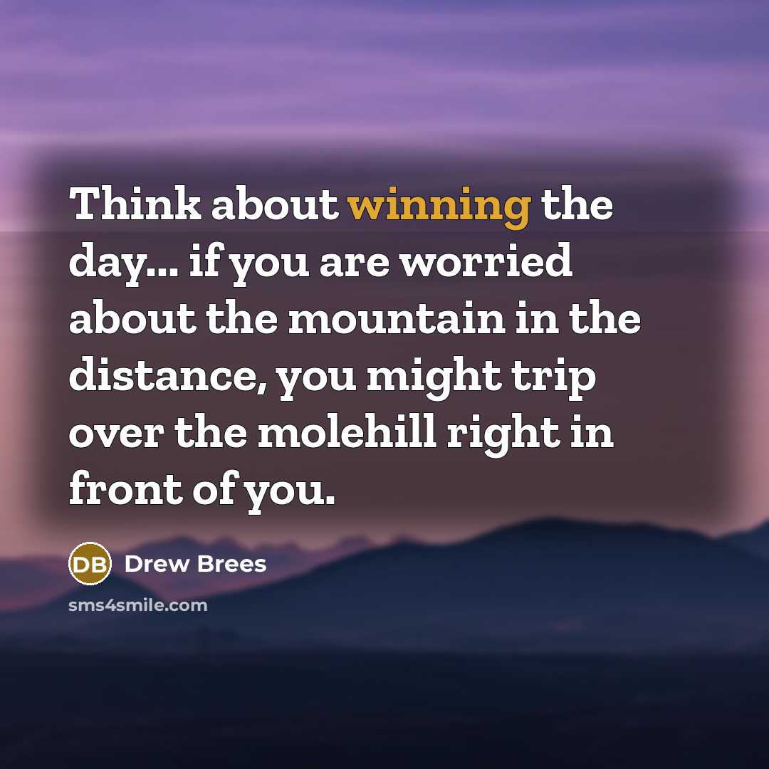 “Think about winning the day... if you are worried about…” quote by Drew Brees