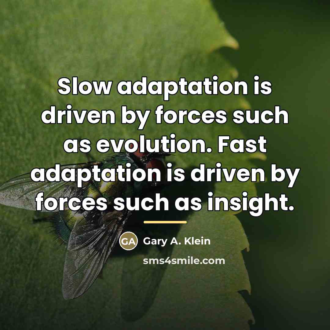 “Slow adaptation is driven by forces such as evolution. Fast…” quote by Gary A. Klein