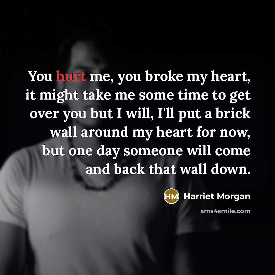 “You hurt me, you broke my heart, it might take…” quote by Harriet Morgan
