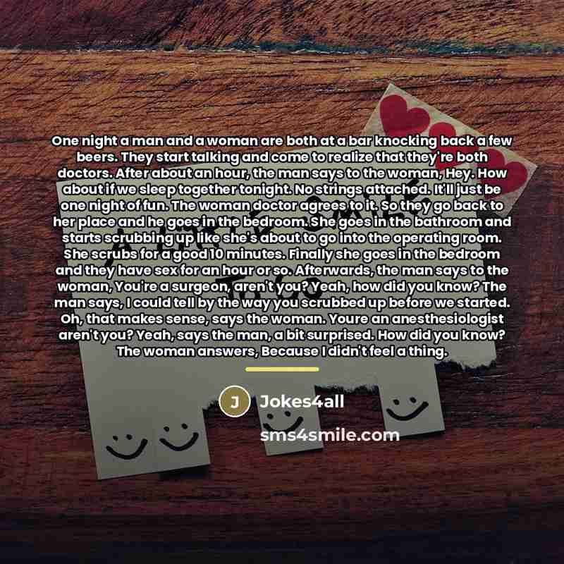 “One night a man and a woman are both at…” quote by Jokes4all