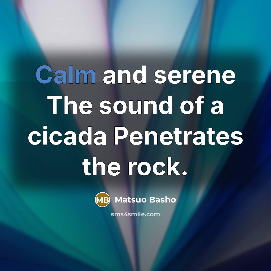 “Calm and serene The sound of a cicada Penetrates the…” quote by Matsuo Basho
