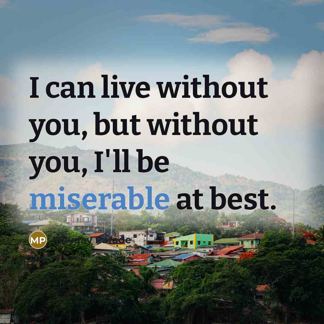 “I can live without you, but without you, I'll be miserable at best.” quote by Mayday Parade