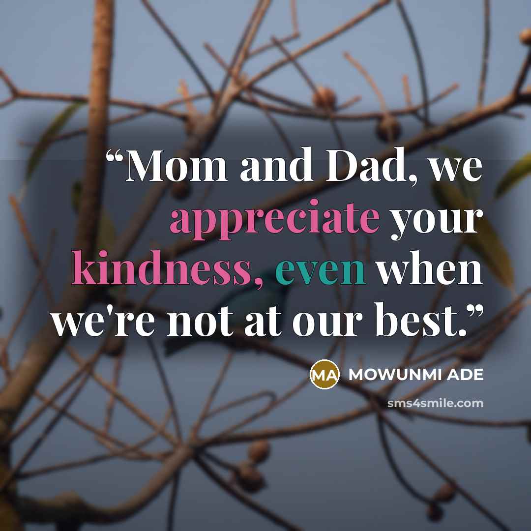 “Mom and Dad, we appreciate your kindness, even when we're not at our best.” quote by MOWUNMI ADE