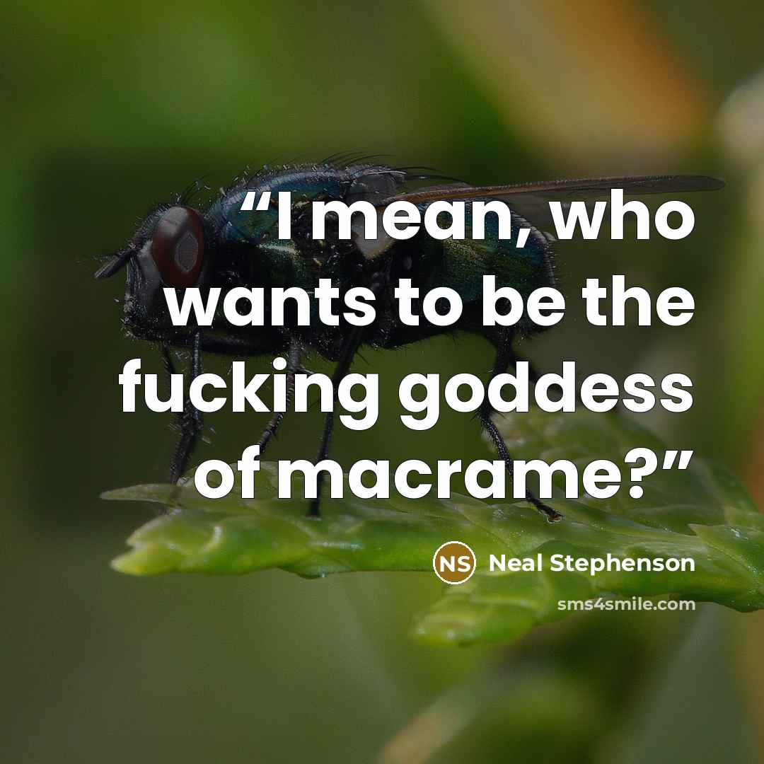 “I mean, who wants to be the fucking goddess of macrame?” quote by Neal Stephenson