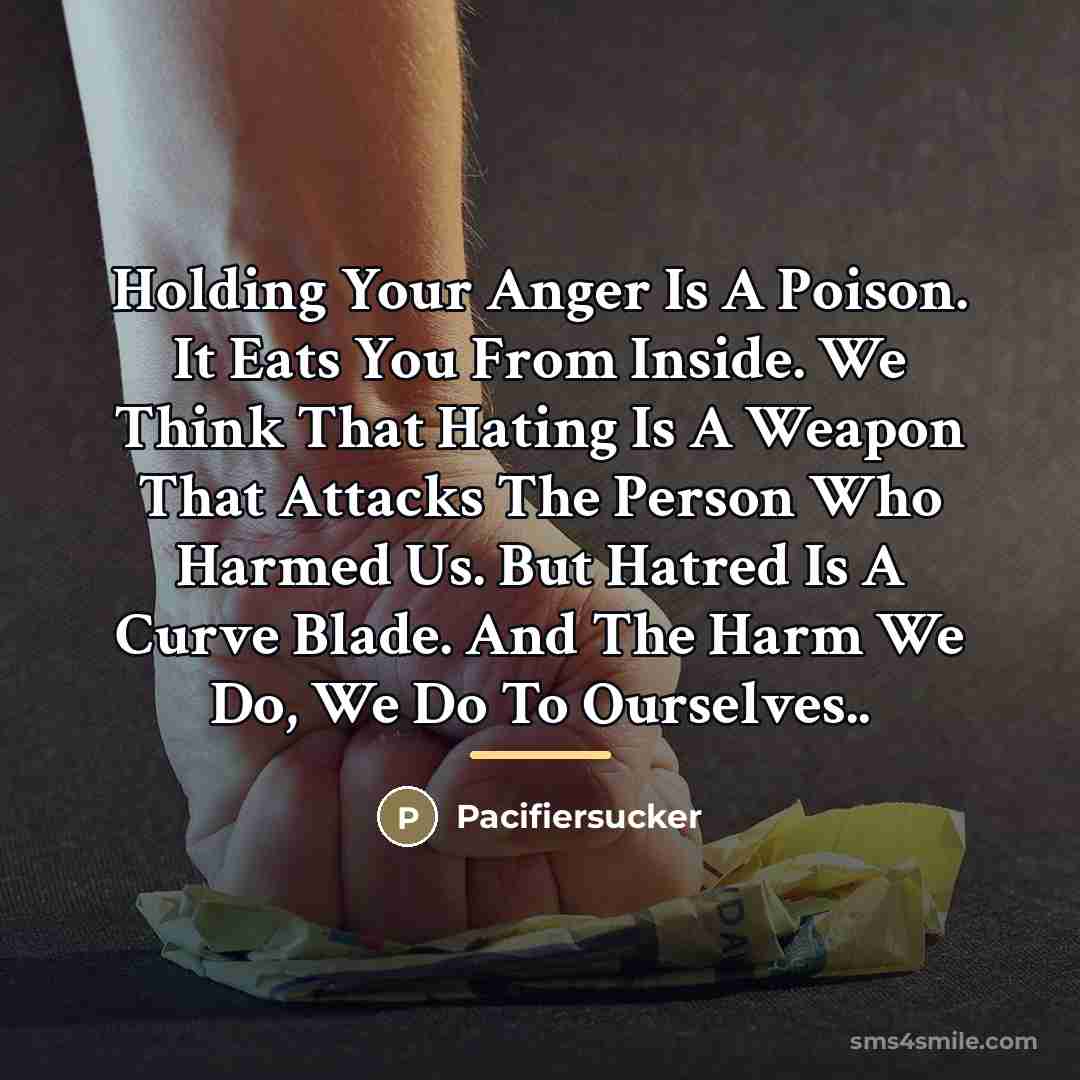“Holding Your Anger Is A Poison. It Eats You From…” quote by Pacifiersucker