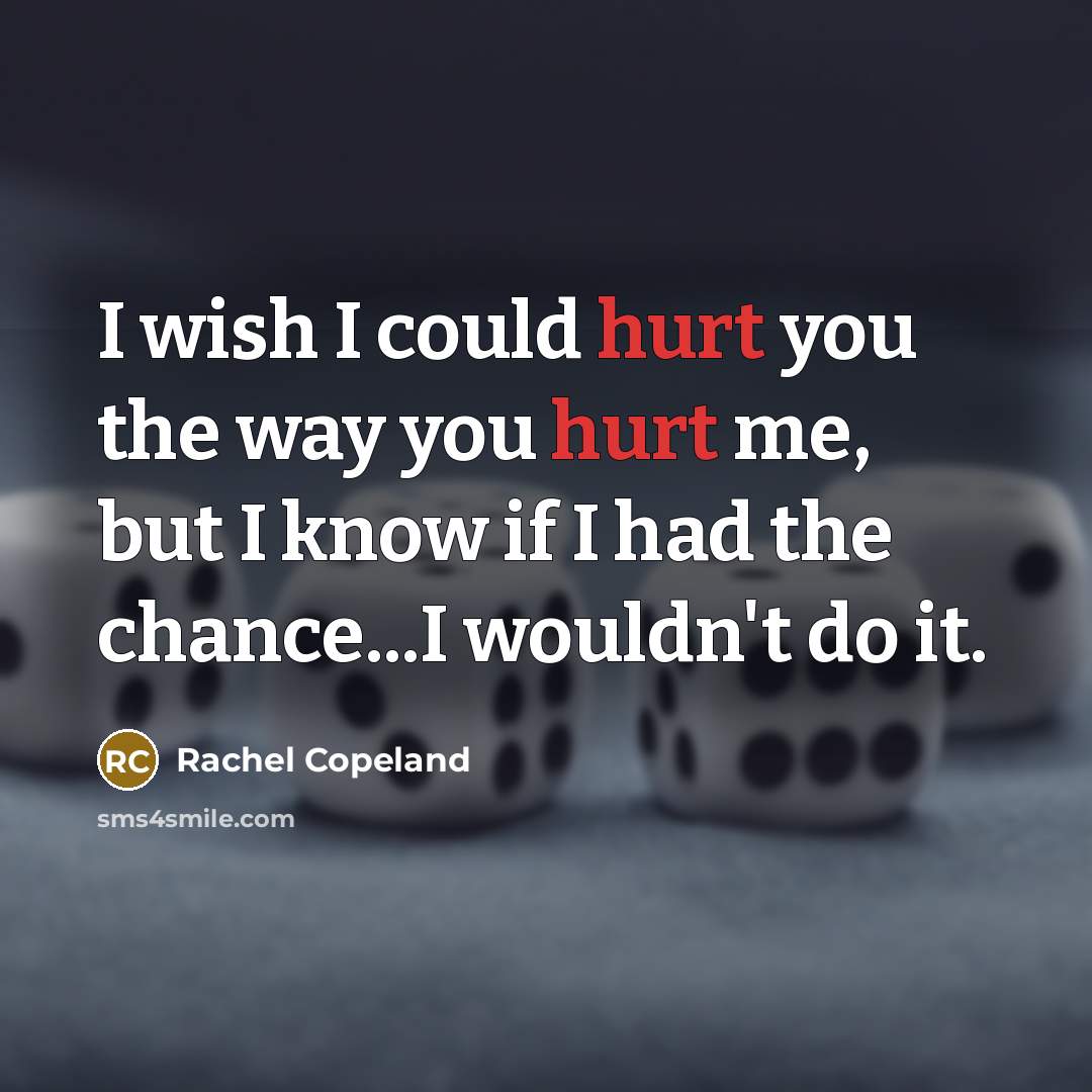 “I wish I could hurt you the way you hurt…” quote by Rachel Copeland
