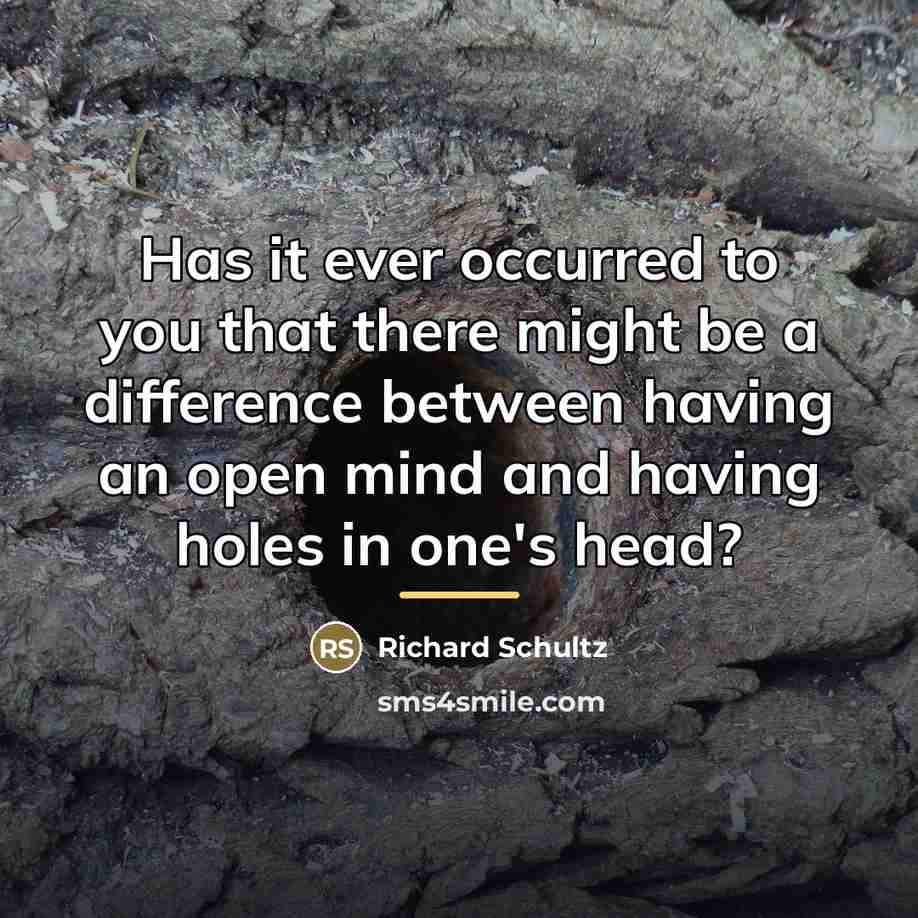 “Has it ever occurred to you that there might be…” quote by Richard Schultz