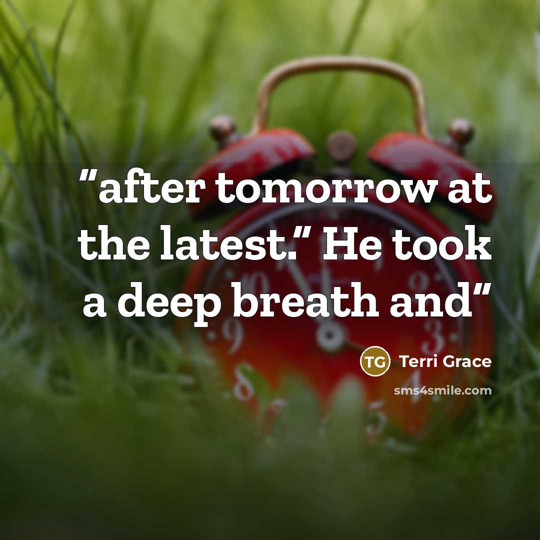 “after tomorrow at the latest.” He took a deep breath and” quote by Terri Grace