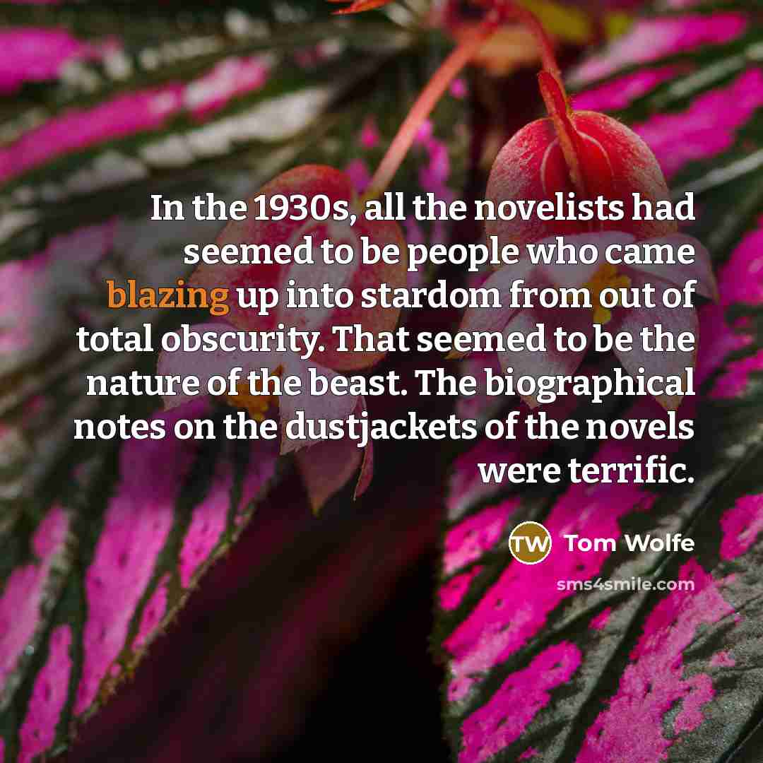 “In the 1930s, all the novelists had seemed to be…” quote by Tom Wolfe