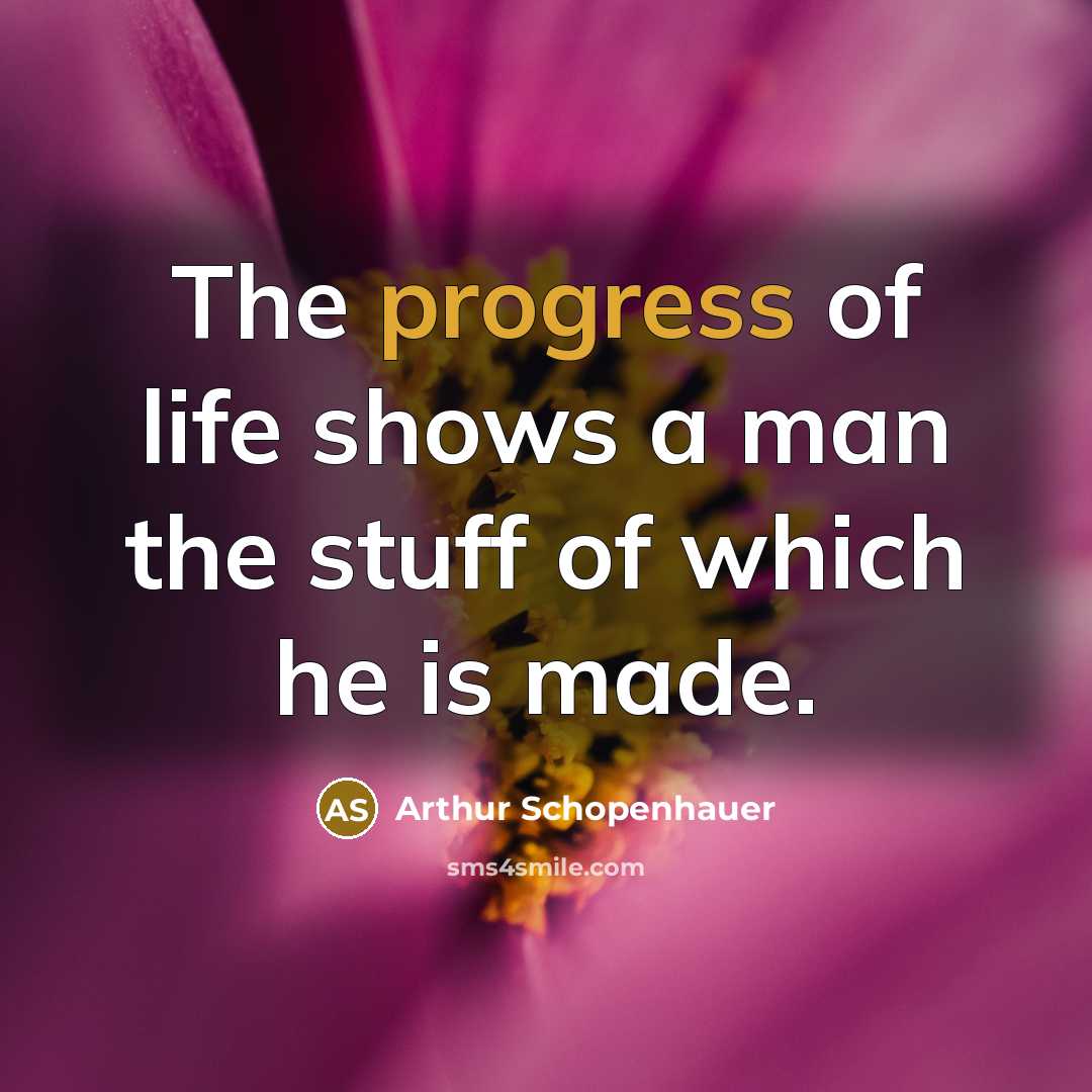 “The progress of life shows a man the stuff of…” quote by Arthur Schopenhauer