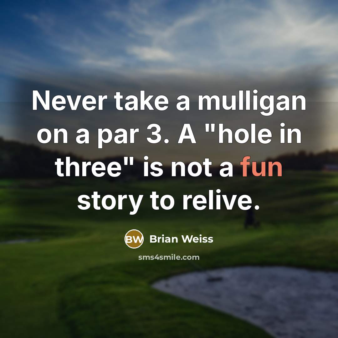 “Never take a mulligan on a par 3. A "hole…” quote by Brian Weiss