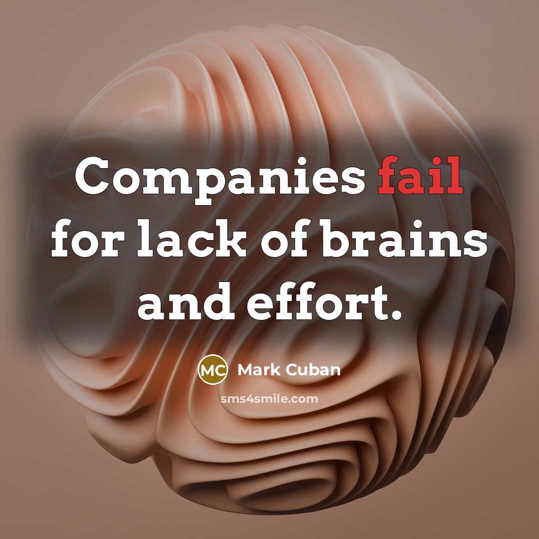 “Companies fail for lack of brains and effort.…” quote by Mark Cuban