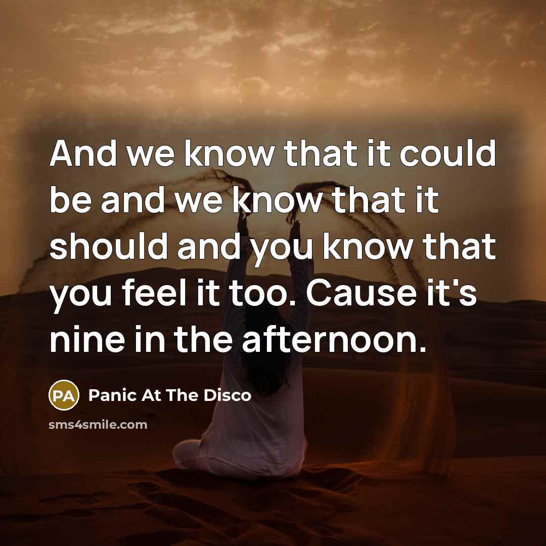 “And we know that it could be and we know…” quote by Panic At The Disco