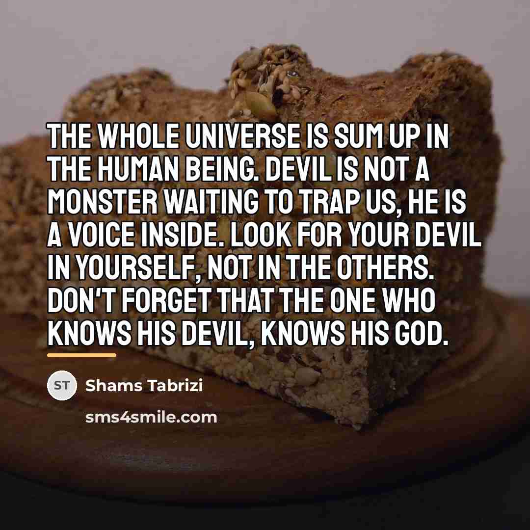 “The whole universe is sum up in the Human Being.…” quote by Shams Tabrizi