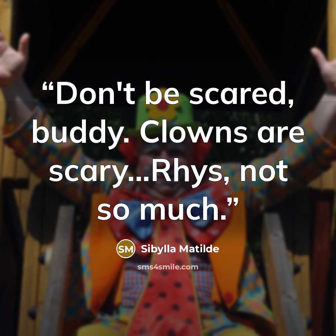 “Don't be scared, buddy. Clowns are scary...Rhys, not so much.” quote by Sibylla Matilde