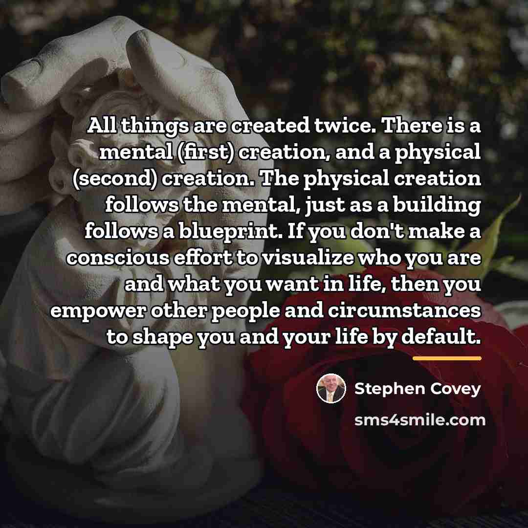 “All things are created twice. There is a mental (first)…” quote by Stephen Covey