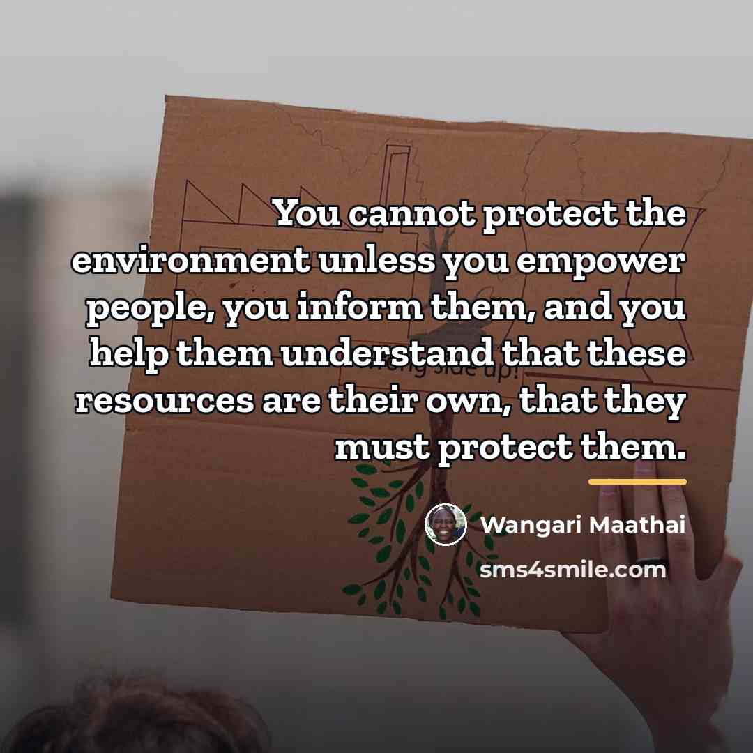 “You cannot protect the environment unless you empower people, you…” quote by Wangari Maathai