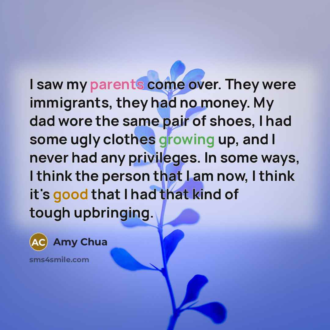 “I saw my parents come over. They were immigrants, they…” quote by Amy Chua