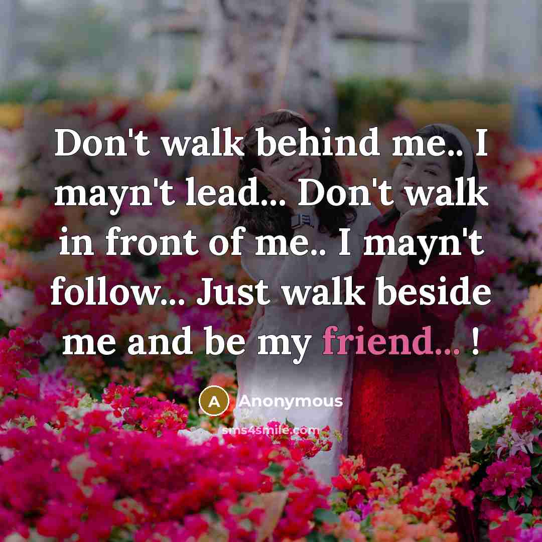 “Don't walk behind me.. I mayn't lead... Don't walk in…” quote by Anonymous