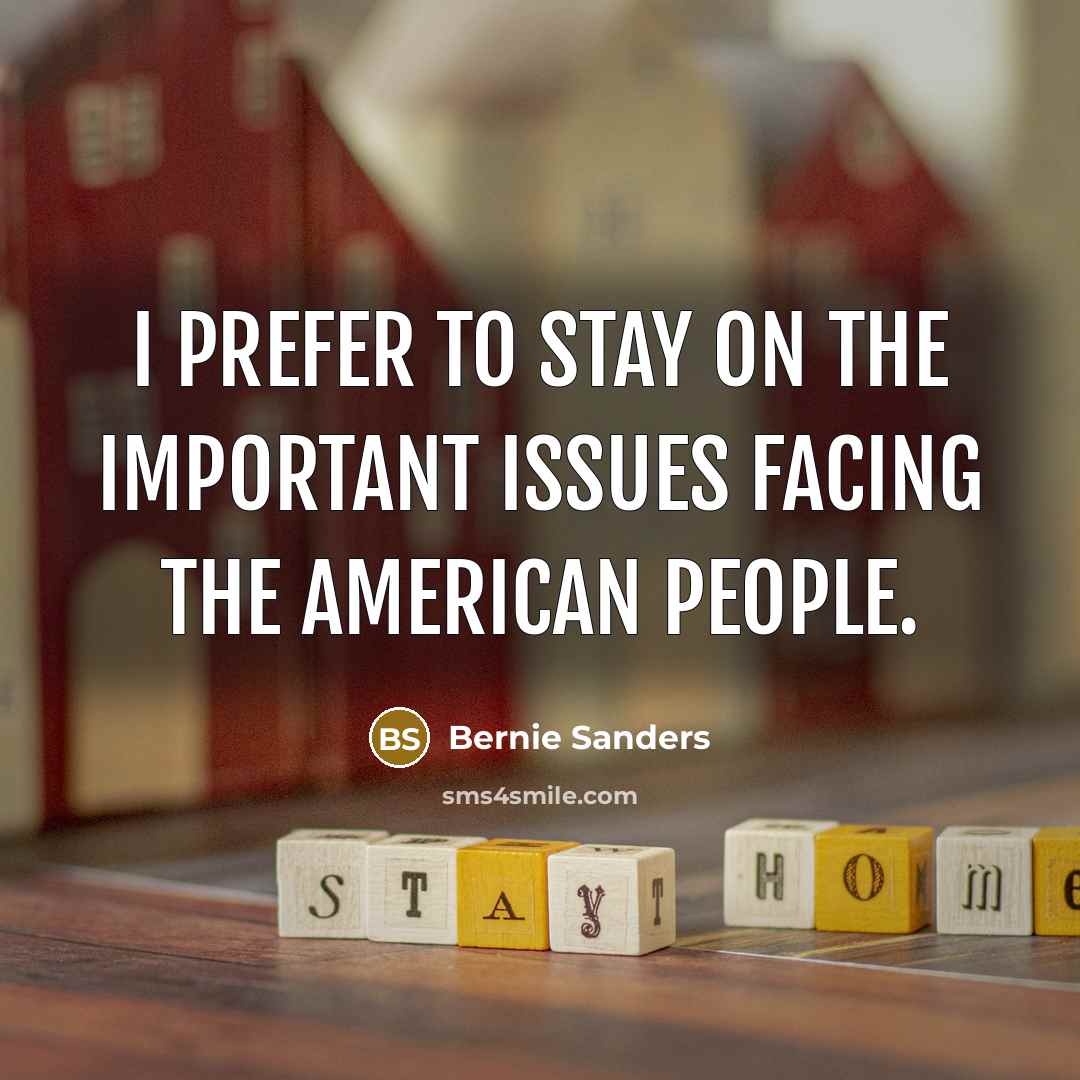 “I prefer to stay on the important issues facing the…” quote by Bernie Sanders