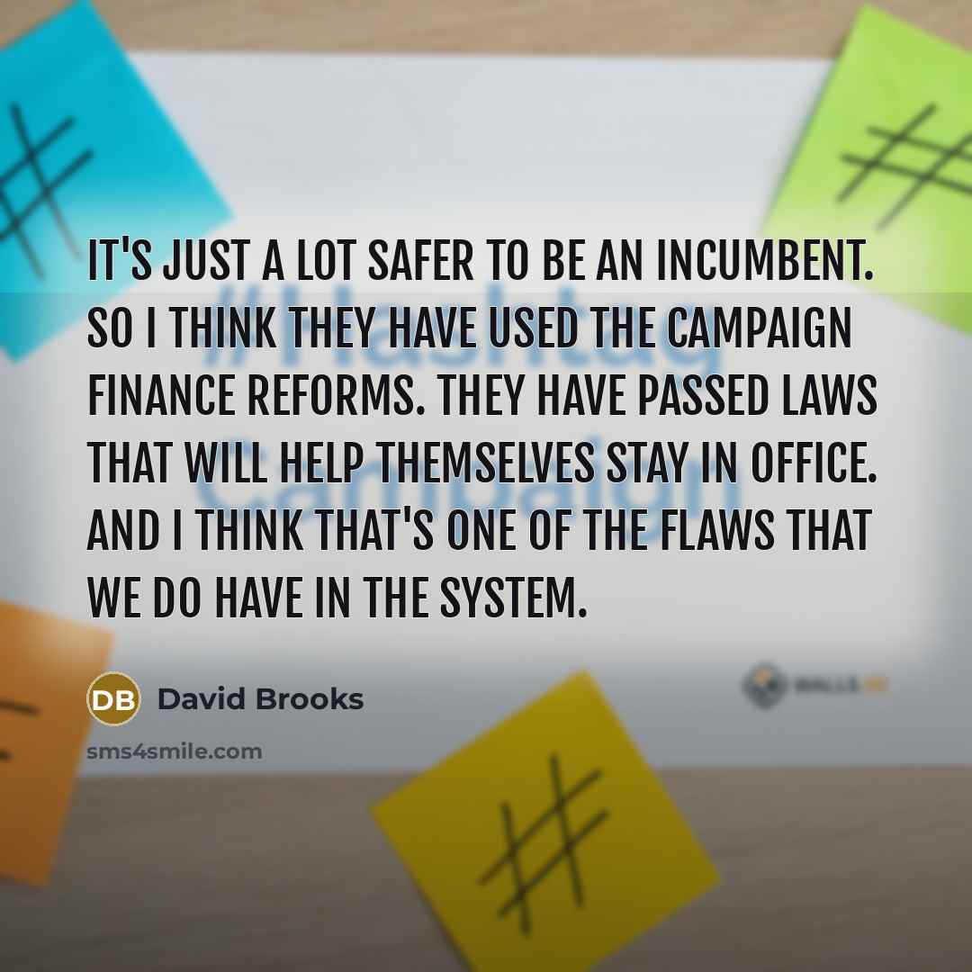 “It's just a lot safer to be an incumbent. So…” quote by David Brooks