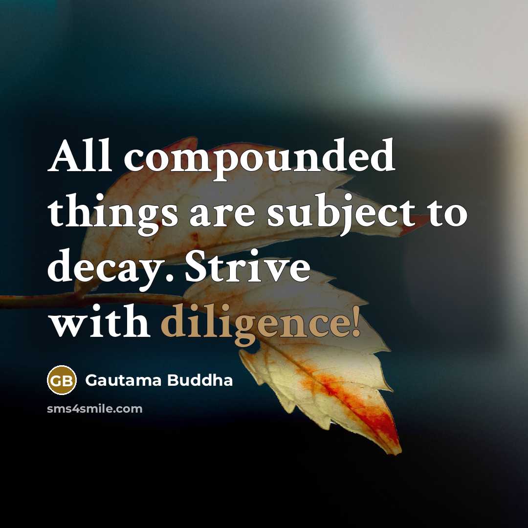 “All compounded things are subject to decay. Strive with diligence!…” quote by Gautama Buddha