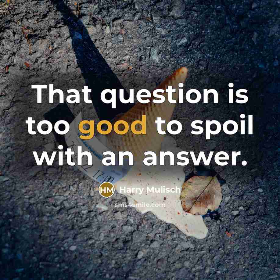 “That question is too good to spoil with an answer.…” quote by Harry Mulisch