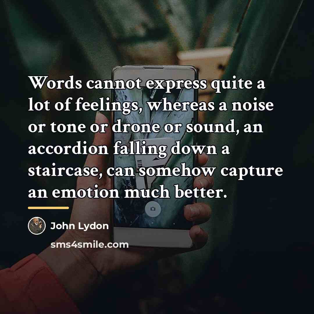 “Words cannot express quite a lot of feelings, whereas a…” quote by John Lydon