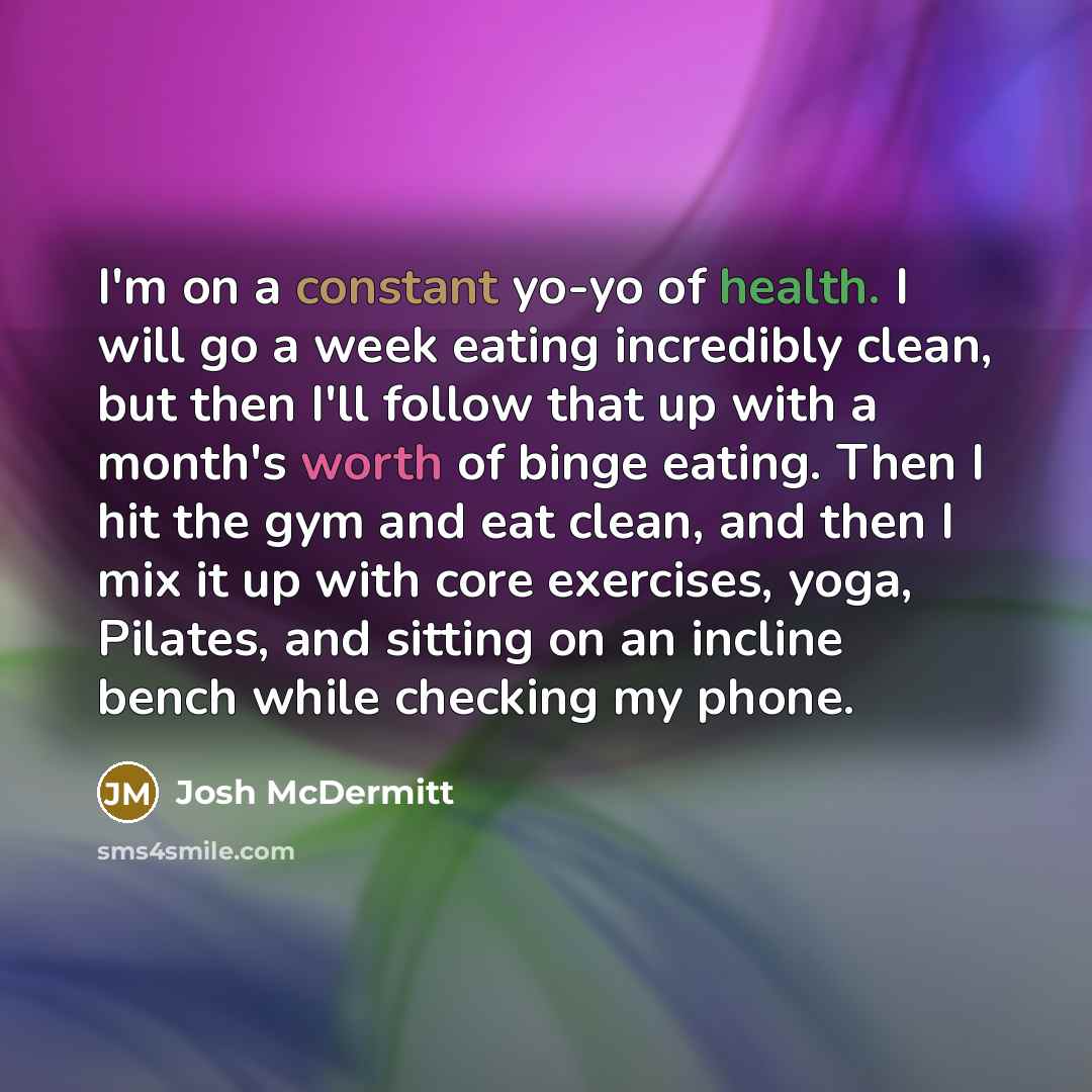“I'm on a constant yo-yo of health. I will go…” quote by Josh McDermitt