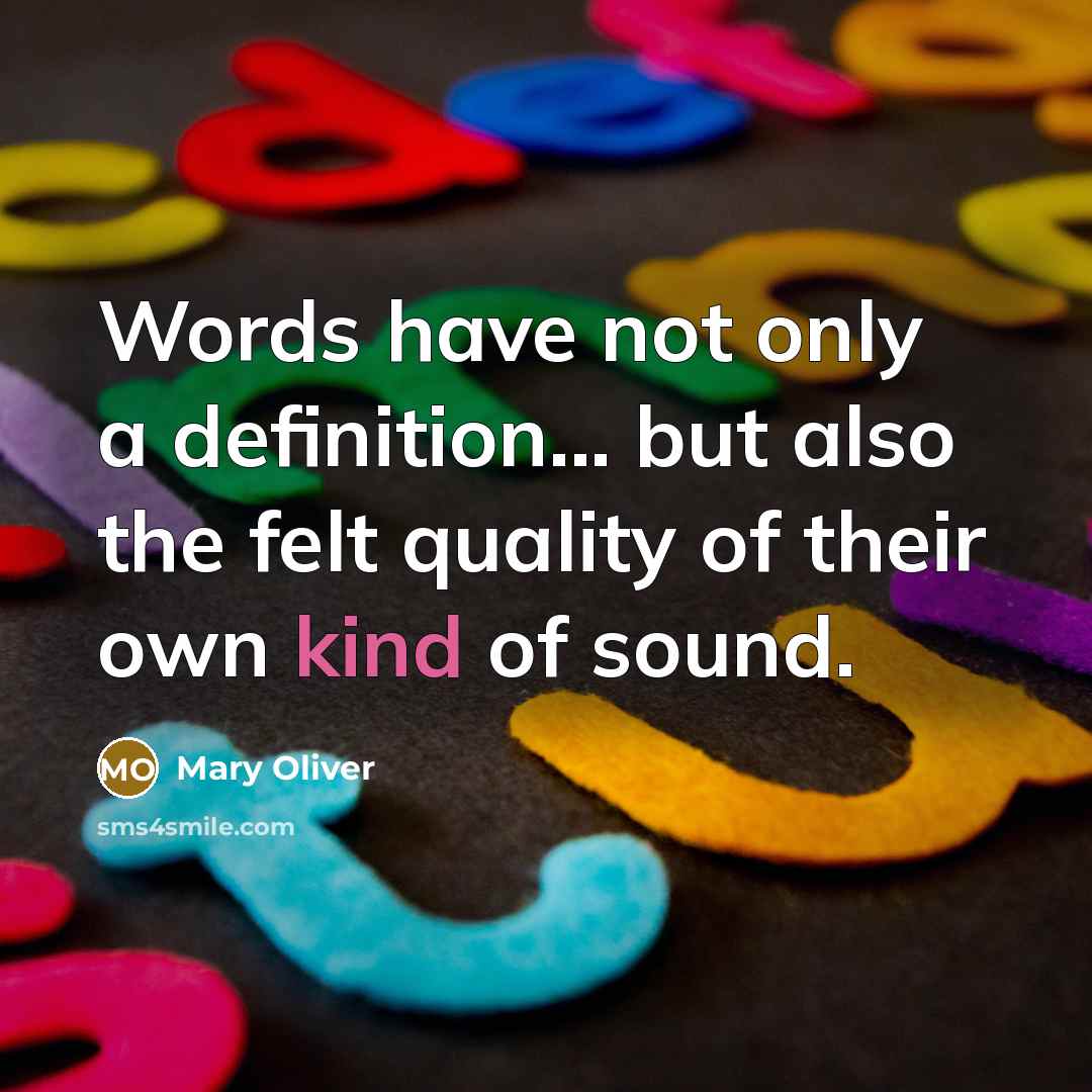 “Words have not only a definition... but also the felt…” quote by Mary Oliver
