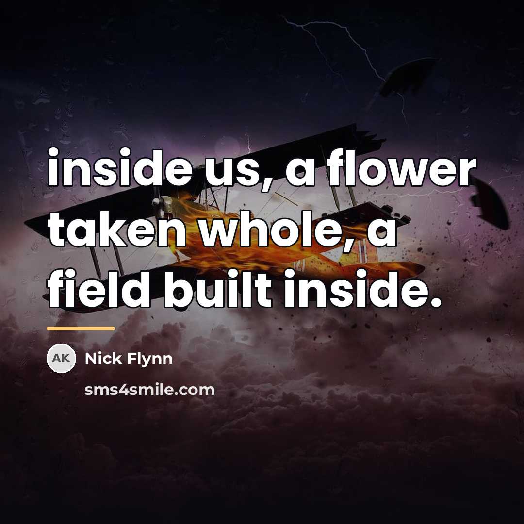 “inside us, a flower taken whole, a field built inside.…” quote by Nick Flynn