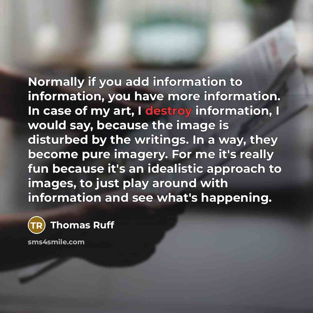 “Normally if you add information to information, you have more…” quote by Thomas Ruff