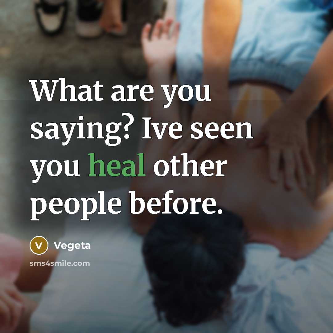 “What are you saying? Ive seen you heal other people…” quote by Vegeta