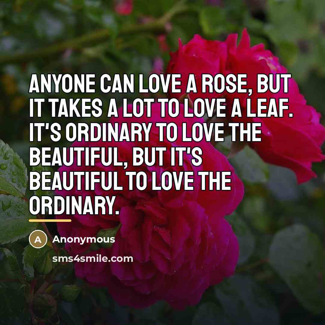 “Anyone can love a rose, but it takes a lot…” quote by Anonymous