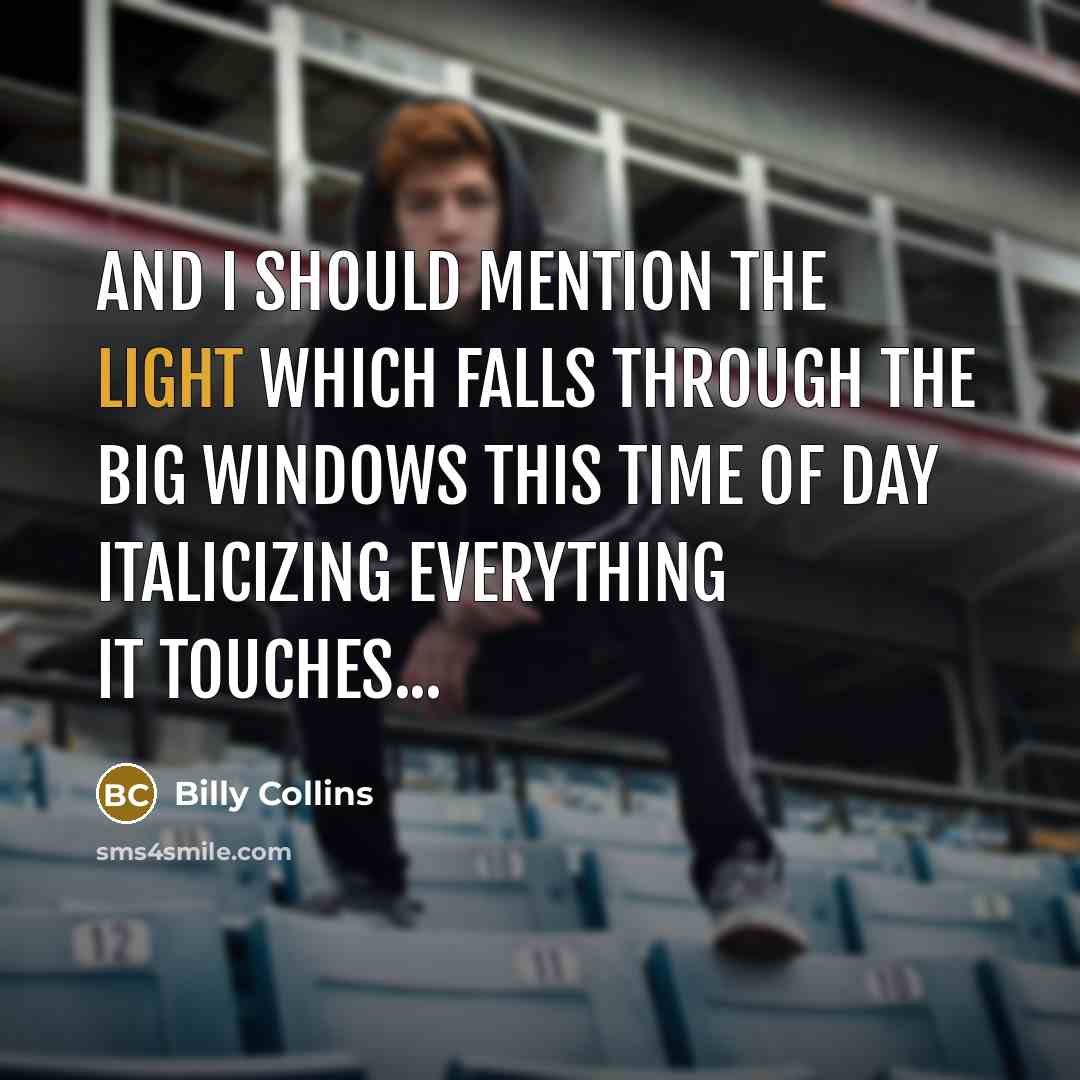 “And I should mention the light which falls through the…” quote by Billy Collins
