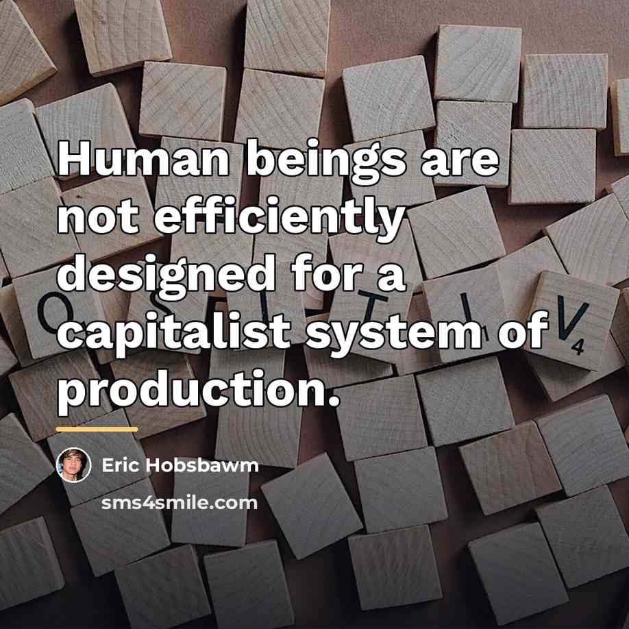 “Human beings are not efficiently designed for a capitalist system…” quote by Eric Hobsbawm