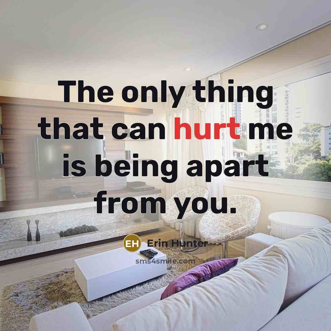 “The only thing that can hurt me is being apart from you.” quote by Erin Hunter
