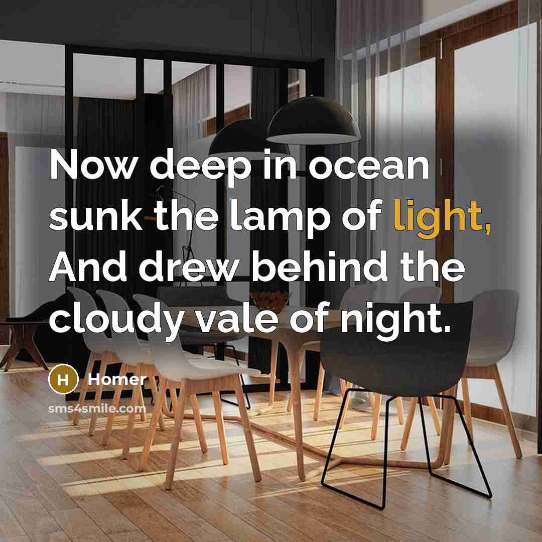 “Now deep in ocean sunk the lamp of light, And…” quote by Homer