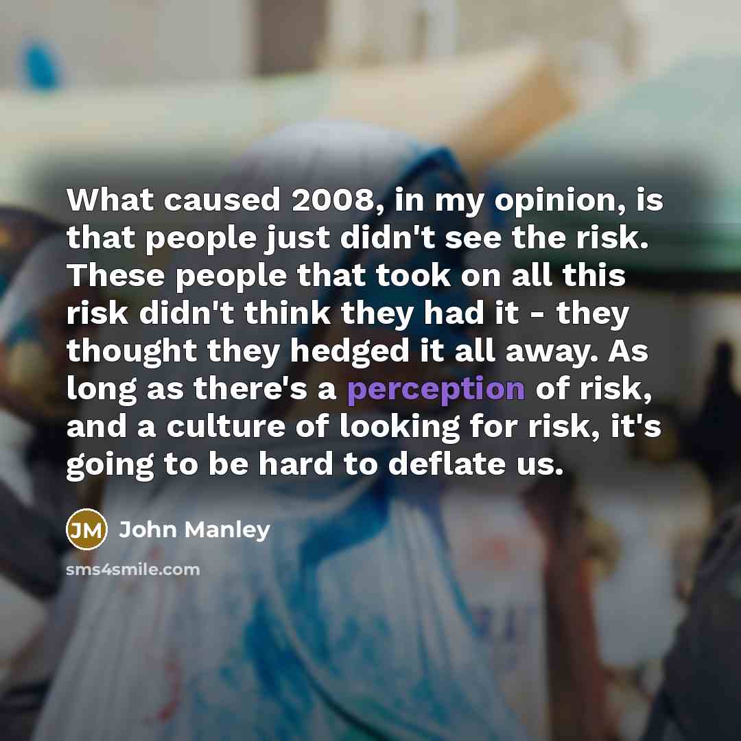 “What caused 2008, in my opinion, is that people just…” quote by John Manley