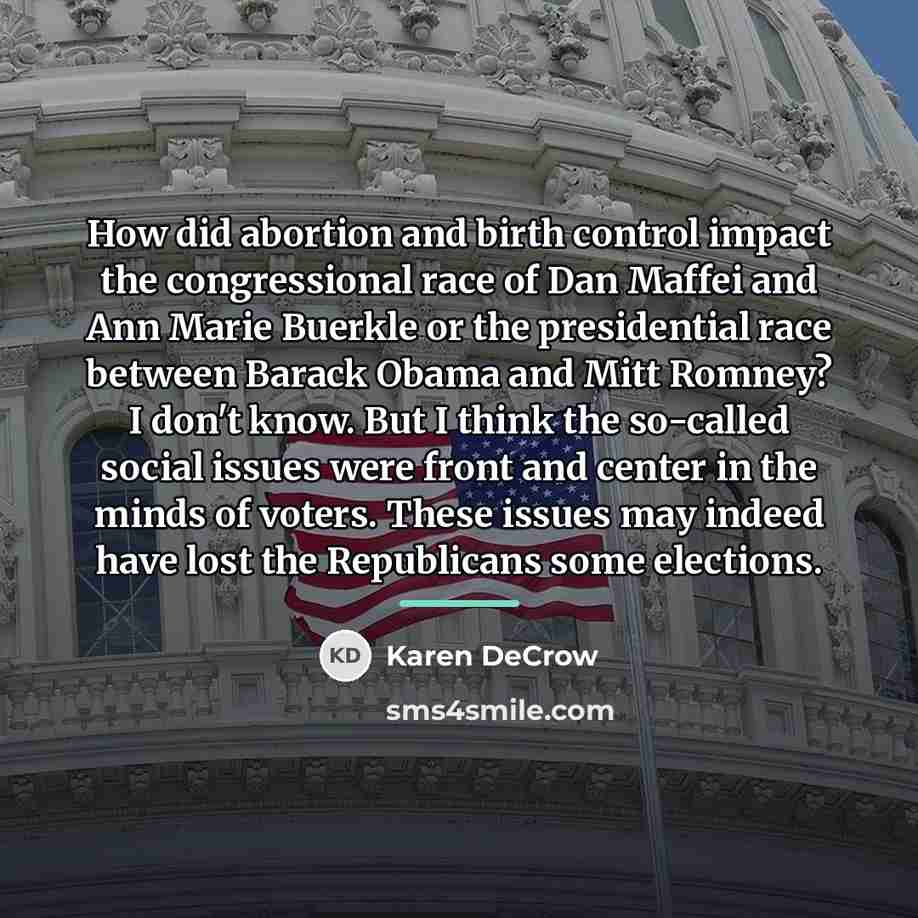 “How did abortion and birth control impact the congressional race…” quote by Karen DeCrow