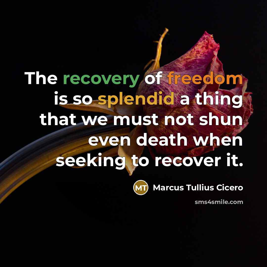 “The recovery of freedom is so splendid a thing that…” quote by Marcus Tullius Cicero
