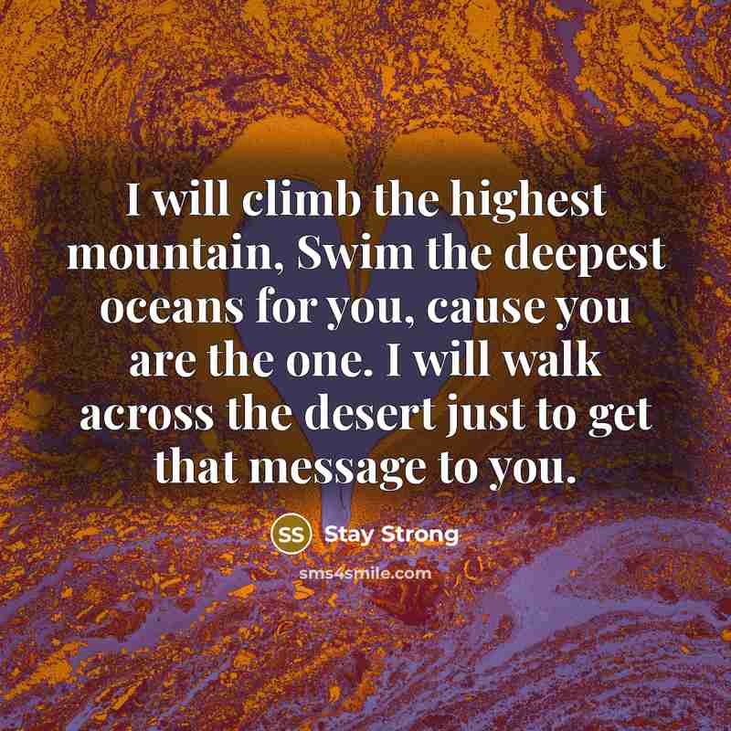 “I will climb the highest mountain, Swim the deepest oceans…” quote by Stay Strong