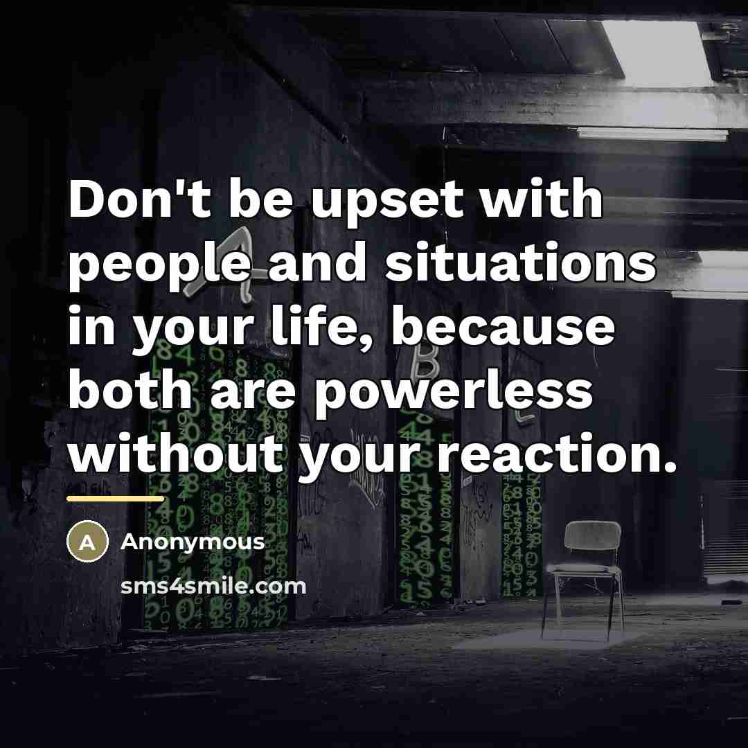 “Don't be upset with people and situations in your life,…” quote by Anonymous