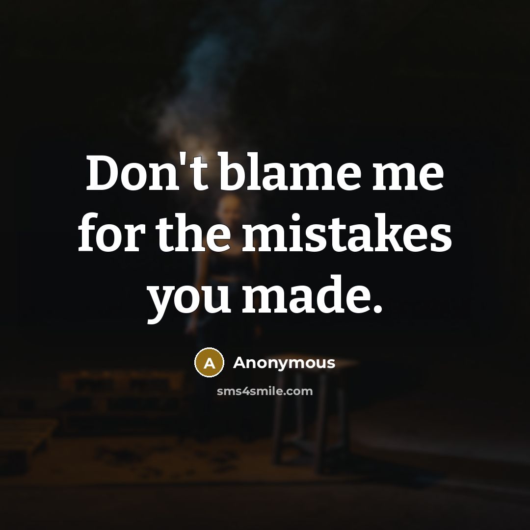 “Don't blame me for the mistakes you made.…” quote by Anonymous